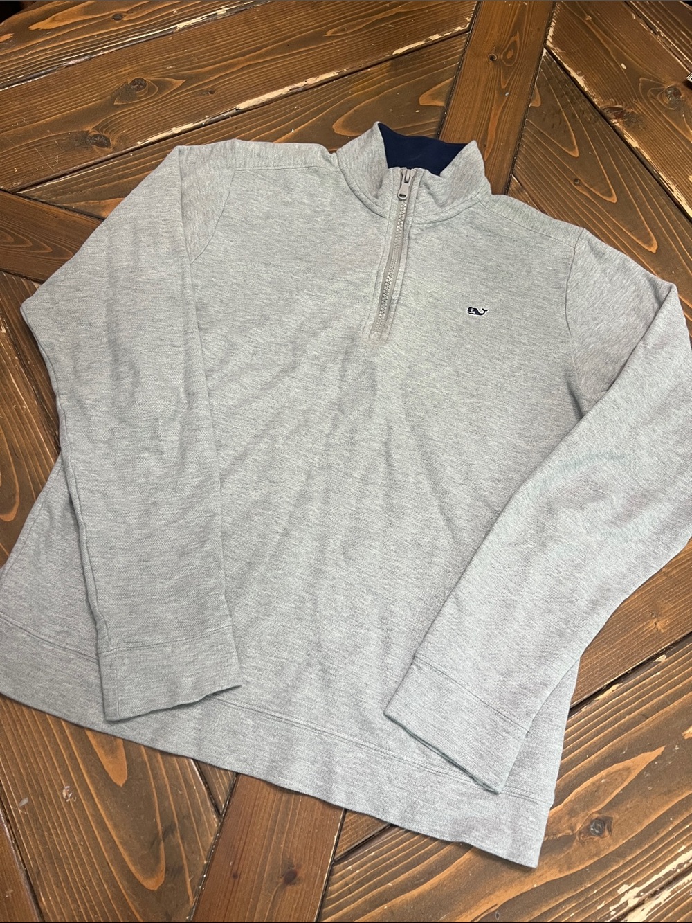 Vineyard Vines Boys Light Gray Quarter-Zip Pullover Sweater